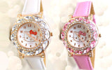 Reloj infantil Hello Kitty con circonitas en color blanco y rosa