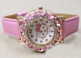 Reloj infantil Hello Kitty con circonitas en color blanco y rosa